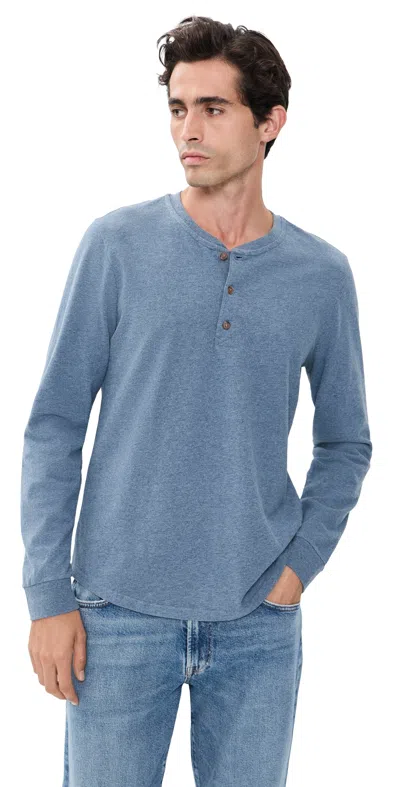 Marine Layer Luxe 250 Henley Tee Collegiate Blue