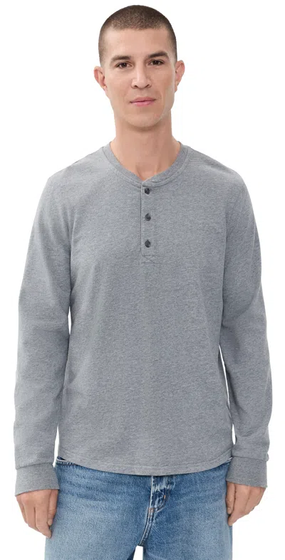 Marine Layer Luxe 250 Henley Tee Heather Grey