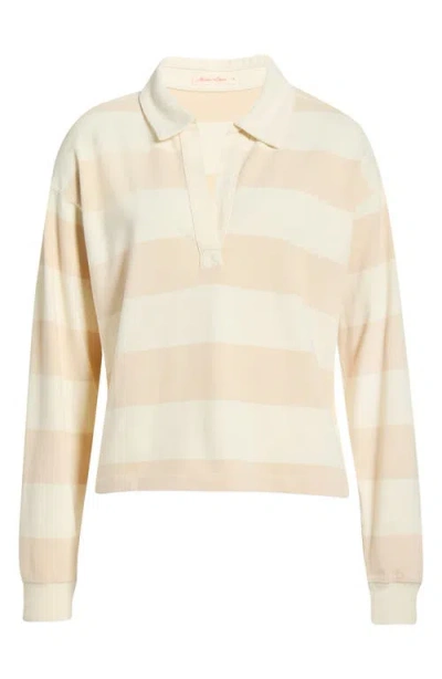 Marine Layer Luxe Rugby Stripe Sueded Cotton Top In Neutral