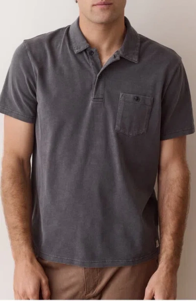 Marine Layer Luxe Slub Organic Cotton Pocket Polo In Brown