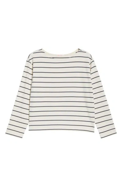 Marine Layer Luxe Stripe Sueded Cotton T-shirt In White