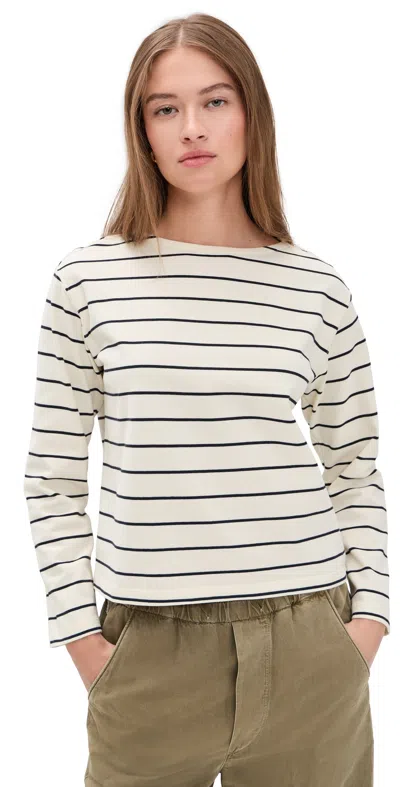 Marine Layer Luxe Sueded Mariner Tee Black/white Stripe