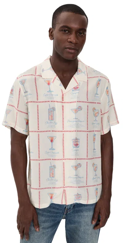 Marine Layer Luxio Resort Button Down Shirt Multi Happy Hour Print In Neutral