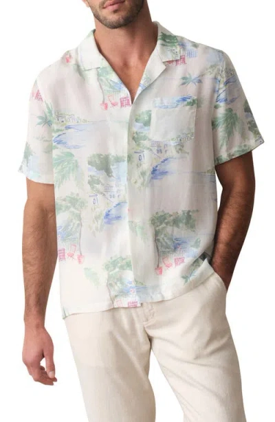 Marine Layer Luzio Resort Print Camp Shirt In White