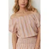 Marine Layer Marella Seersucker Off The Shoulder Top In Sunset Stripe