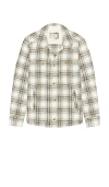 Marine Layer Max Plaid Cotton Twill Overshirt In Brown