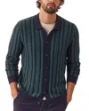 Marine Layer Men's Arthur Cardigan Sweater In Navy/green Stripe