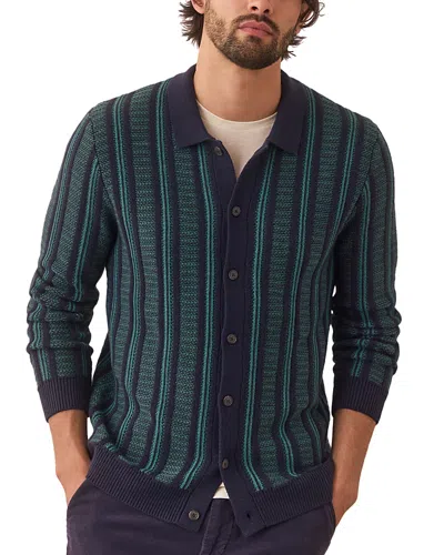 Marine Layer Men's Arthur Cardigan Sweater In Navy/green Stripe
