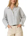 Marine Layer Stripe Boxy Crop Shirt In Harbor Stripe