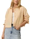 Marine Layer Stripe Boxy Crop Shirt In Marigold