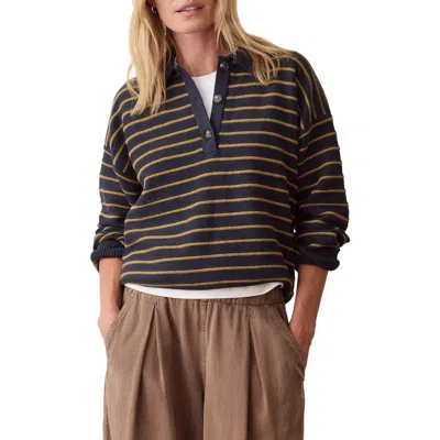 Marine Layer Mid Guage Cotton Rugby Polo Sweater In Multi