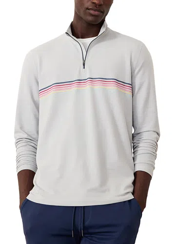 Marine Layer Midweight Air Quarter Zip Tee In High Rise Stripe
