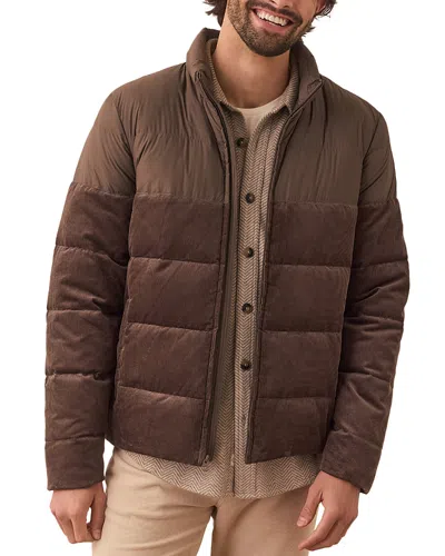 Marine Layer Miles Cord Puffer Jacket In Dark Taupe