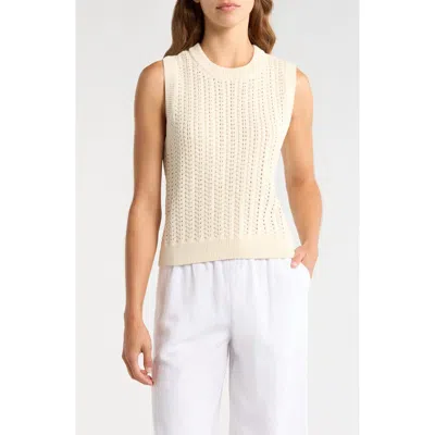 Marine Layer Mina Cotton Pointelle Sweater Tank In Neutral