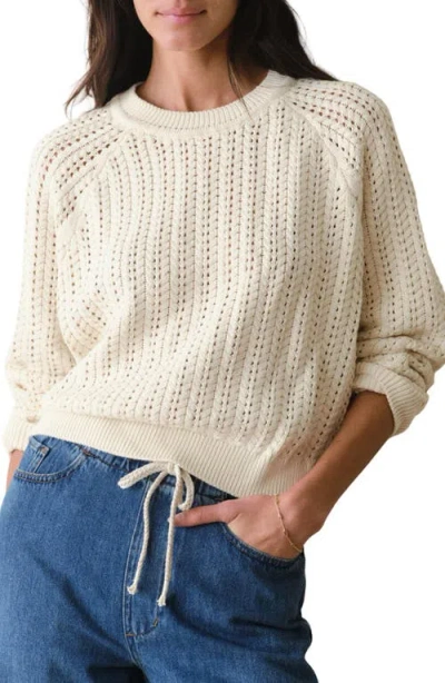 Marine Layer Mina Pointelle Cotton Sweater In White