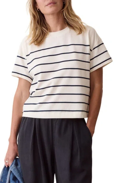 Marine Layer Miracle Jersey Striped Crewneck T-shirt In Neutral