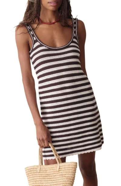 Marine Layer Miraluna Sleeveless Crochet Minidress In Black