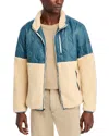 Marine Layer Mixed Media Color Block Jacket In Blue/natural