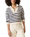 Marine Layer Stripe Open Stitch Quarter Zip Sweater In Coast Navy