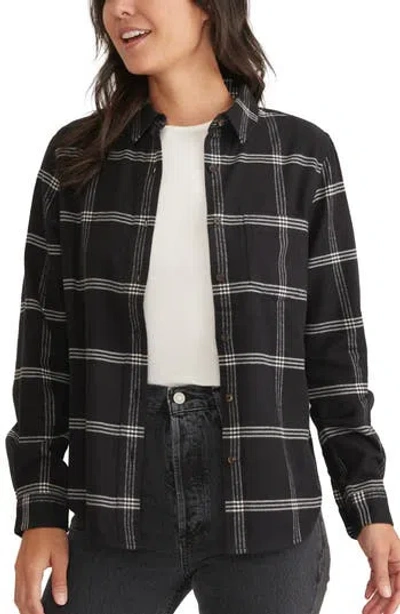 Marine Layer Monterey Organic Cotton Flannel Shirt In Black Plaid