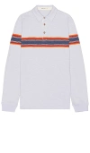 Marine Layer Nirvana Heavy Slub Stripe Rugby Shirt In Blue & Multi Stripe