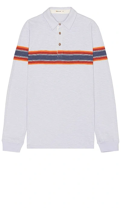 Marine Layer Nirvana Heavy Slub Stripe Rugby Shirt In Blue & Multi Stripe