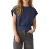 Marine Layer Nova Organic Cotton Blend Bubble Top In Blue