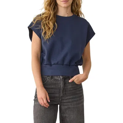 Marine Layer Nova Organic Cotton Blend Bubble Top In Blue