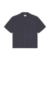 Marine Layer Classic Solid Short Sleeve Stretch Cotton Selvage Button-up Shirt