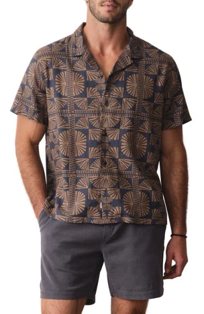 Marine Layer Pablo Geo Print Linen Blend Resort Shirt In Multi
