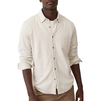 Marine Layer Pacifica Stretch Shirt Oatmeal Heather In White