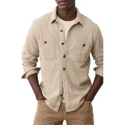 Marine Layer Pacifica Herringbone Stretch Twill Overshirt In Neutral