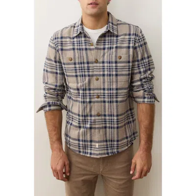 Marine Layer Pacifica Plaid Stretch Overshirt In Brown