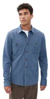 Marine Layer Pacifica Stretch Overshirt Blue Railroad Stripe