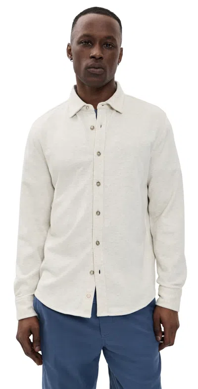 Marine Layer Pacifica Stretch Shirt Oatmeal Heather In White