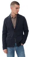 Marine Layer Pacifica Neppy Navy Stretch Herringbone Blazer In Blue