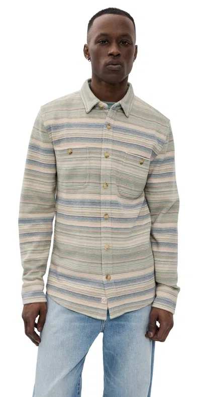 Marine Layer Pacifica Stretch Twill Jacket Blue/green Baja Stripe In Gray