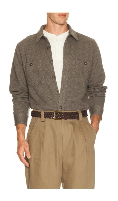 Marine Layer Pacifica Stretch Twill Overshirt In Brown