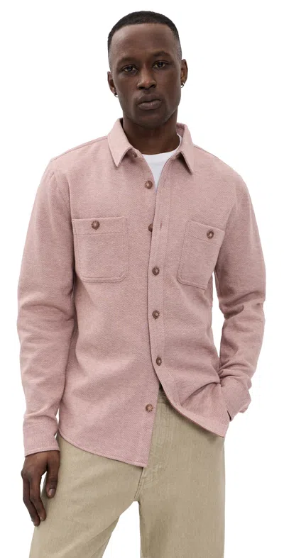 Marine Layer Pacifica Stretch Twill Overshirt Faded Red In Pink