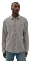 Marine Layer Pacifica Stretch Twill Overshirt Grey Railroad Stripe In Gray