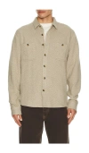 Marine Layer Pacifica Herringbone Stretch Twill Overshirt In Neutral