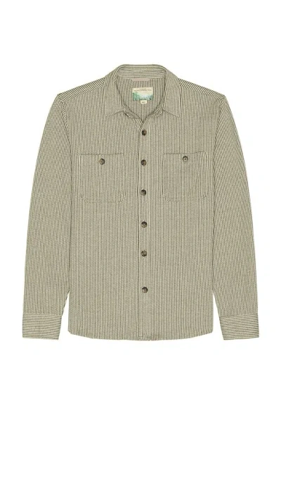 Marine Layer Pacifica Stretch Twill Shirt In Brown