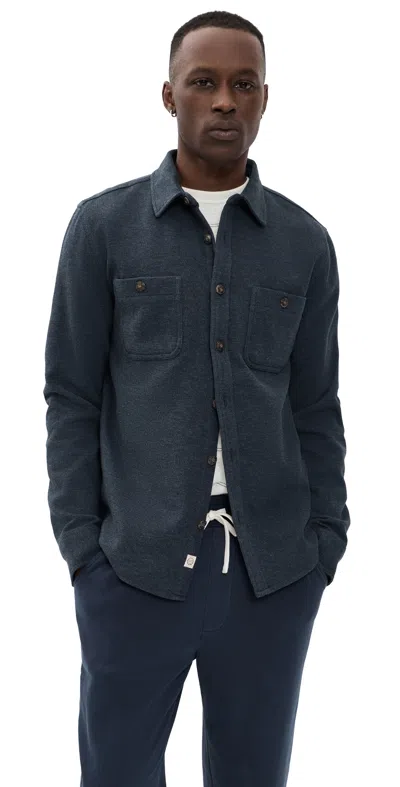 Marine Layer Pacifica Twill Shirt Navy In Blue