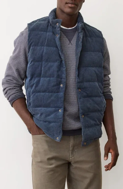 Marine Layer Palisades Quilted Cotton Corduroy Puffer Vest In Blue