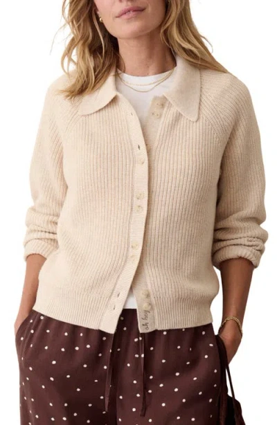 Marine Layer Parker Collared Cardigan In Oatmeal