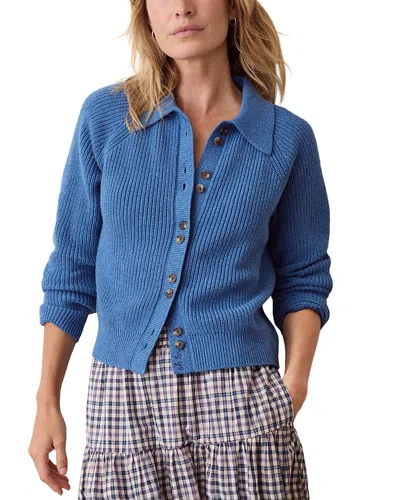Marine Layer Parker Collared Long Sleeve Cardigan In Blue