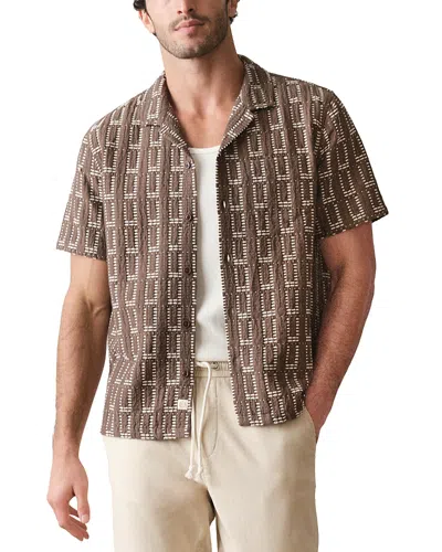 Marine Layer Patterned Dobby Resort Shirt In Brown
