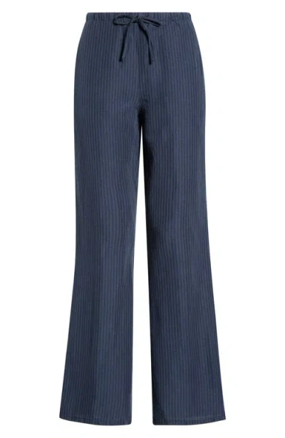 Marine Layer Perfect Linen Blend Drawstring Pants In Blue