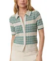 Marine Layer Piper Stripe Pointelle Stitch Cotton Button-up Shirt In Aqua Groove