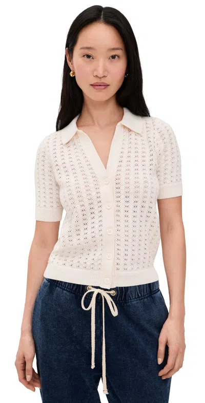 Marine Layer Piper Knit Resort Shirt Cream In White